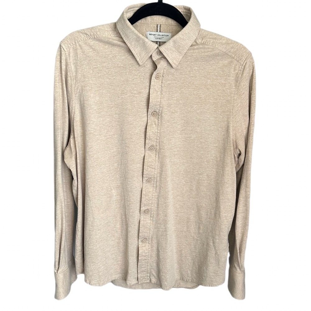 Men’s Report Collection Lux Knit Button Down Shirt Size L